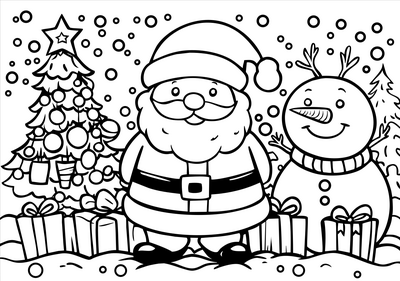 Boom kerstman sneeuwpop