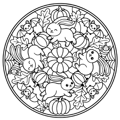 Halloween konijn mandala