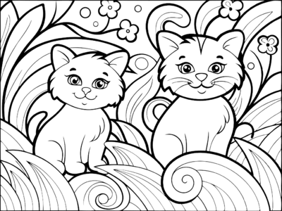 2 katten in de tuin
