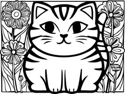 Kat en bloemen