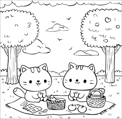 Katten en picknick