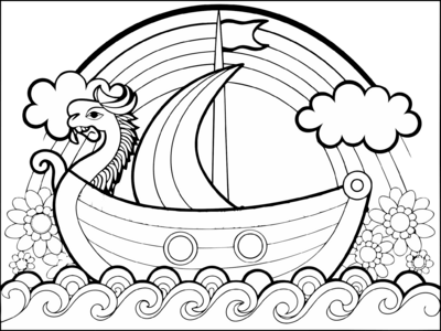 Vikingschip met draak