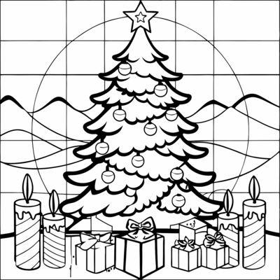 Kerstboom in glas in lood raam