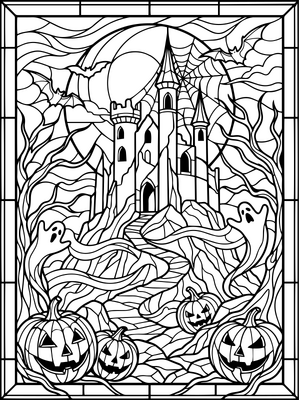 Halloween kasteel glas in lood