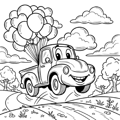 Pickup met ballonnen