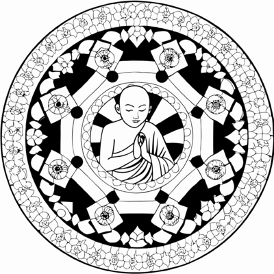 Tibetaanse ronde mandala monnik