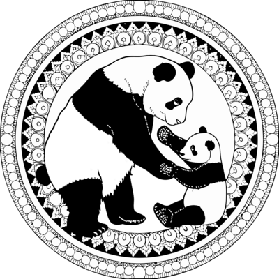 Tibetaanse ronde mandala panda