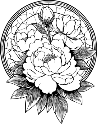 Bloemen glas in lood cirkel
