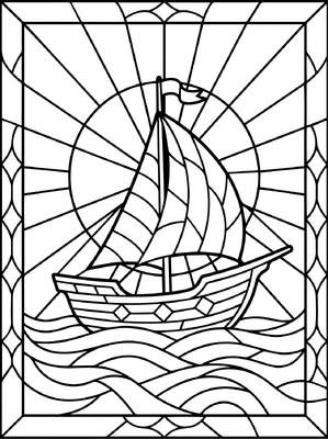Zeilboot in glas in lood