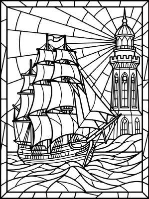 Zeilschip in glas in lood